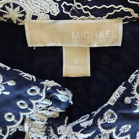 MICHAEL MICHAEL KORS Women's Embroidered T-Shirt Dress - True Navy/White - Picture 9 of 9